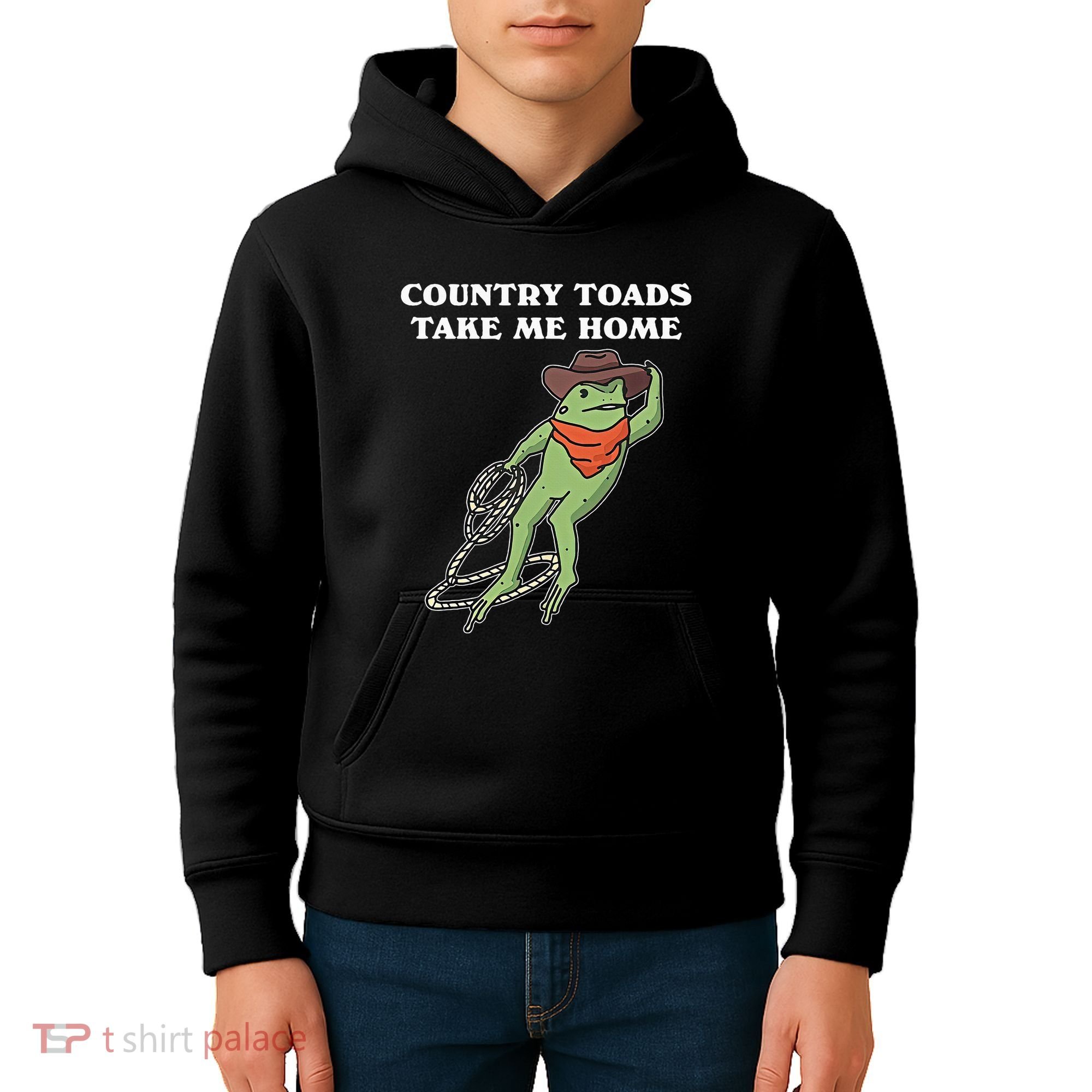 Country Toads Take Me Home Cowboy Frog Funny Western Kids Hoodie