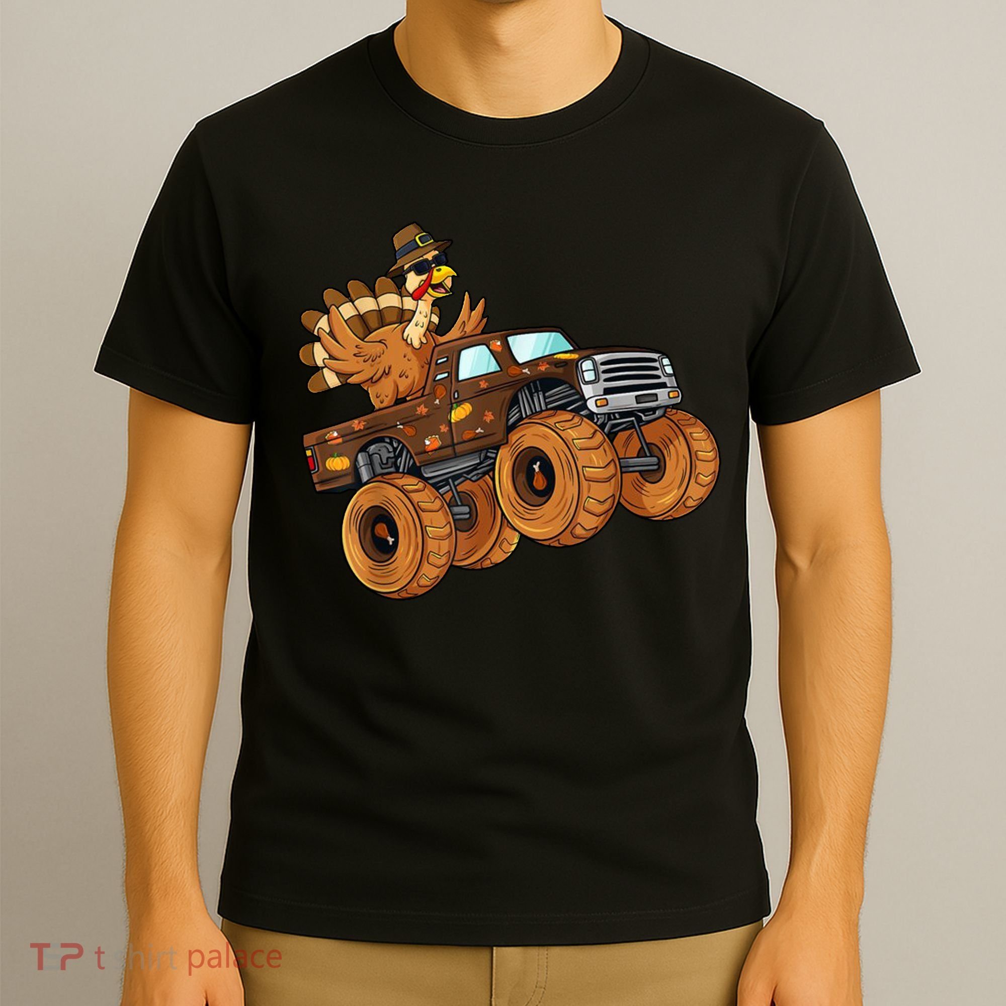 Cute Turkey Thanksgiving Monster Truck T-Shirt