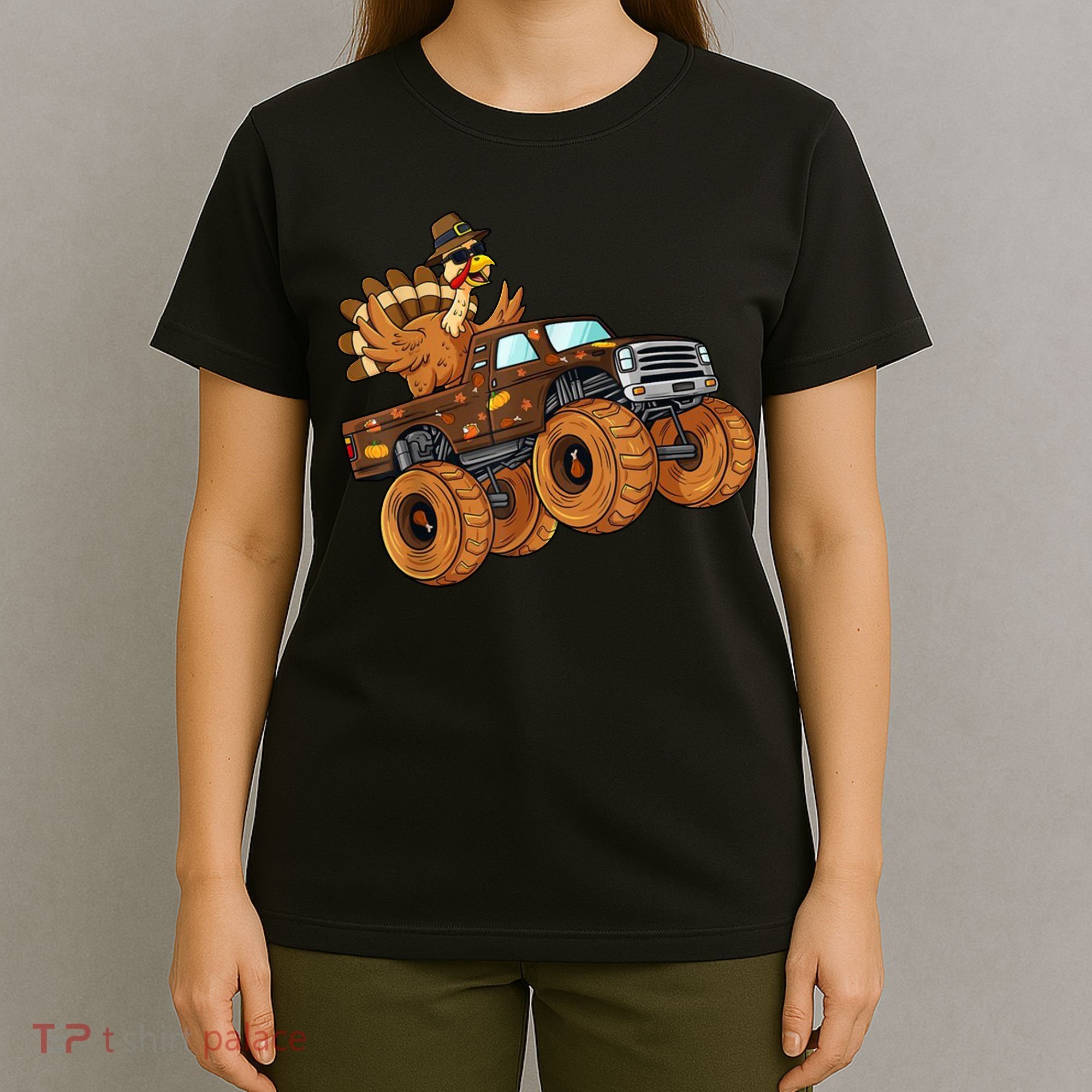 Cute Turkey Thanksgiving Monster Truck T-Shirt