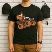 Cute Turkey Thanksgiving Monster Truck T-Shirt thumb 6
