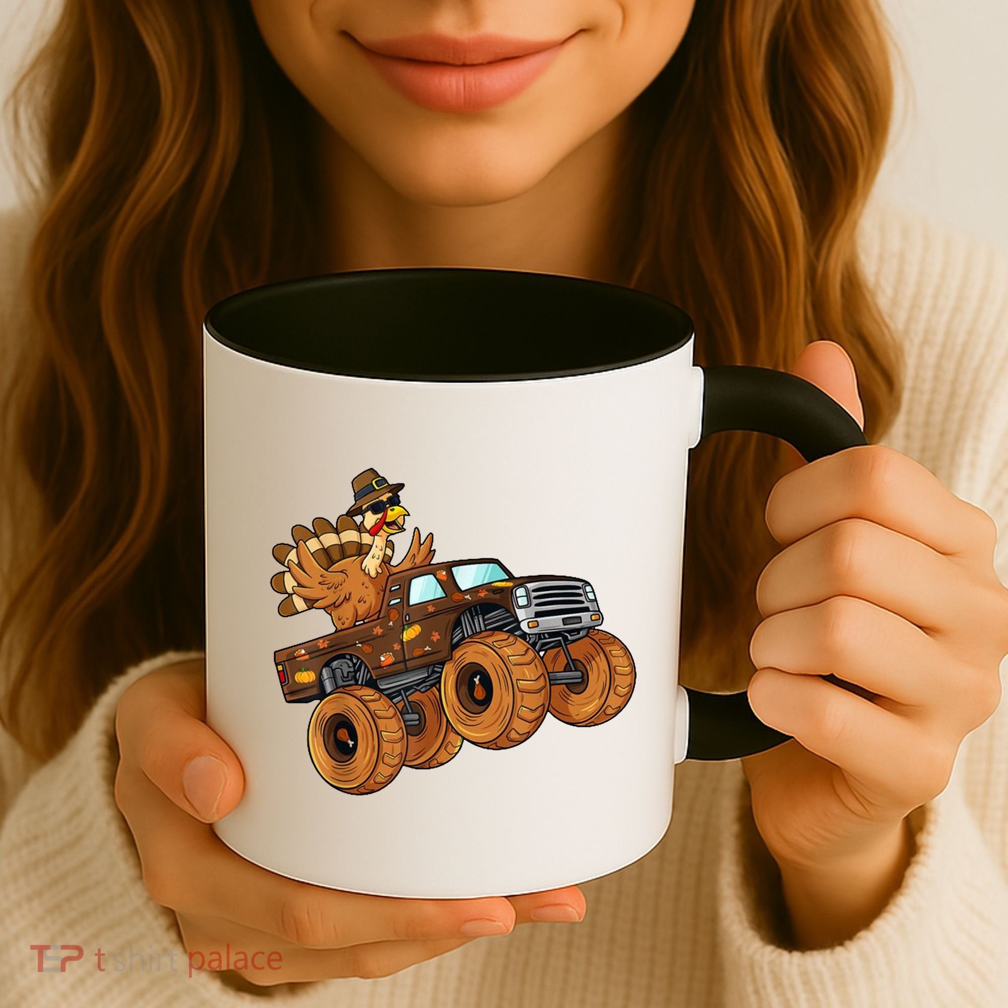 Cute Turkey Thanksgiving Monster Truck Coffee Mug
