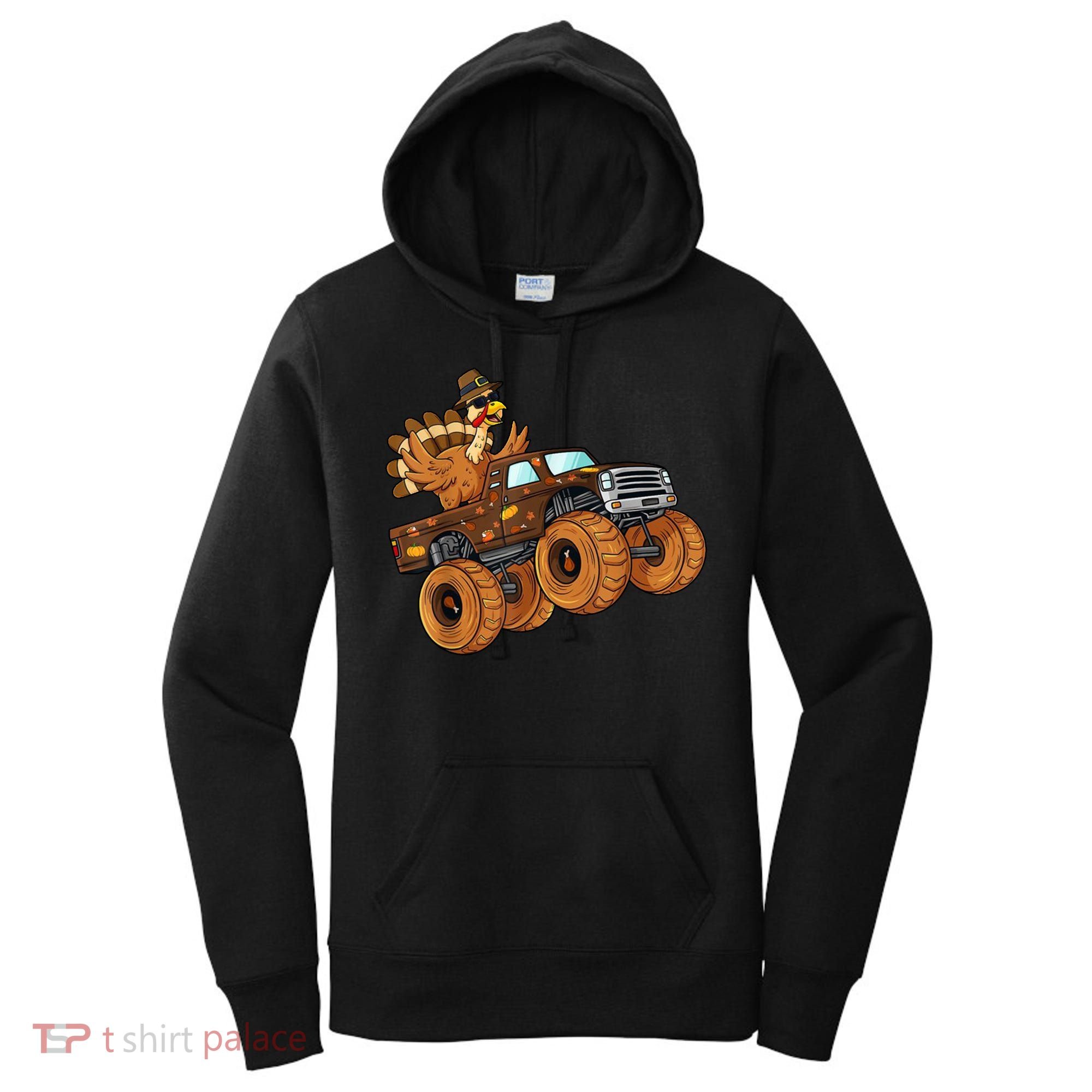 Cute Turkey Thanksgiving Monster Truck Women's Hoodie