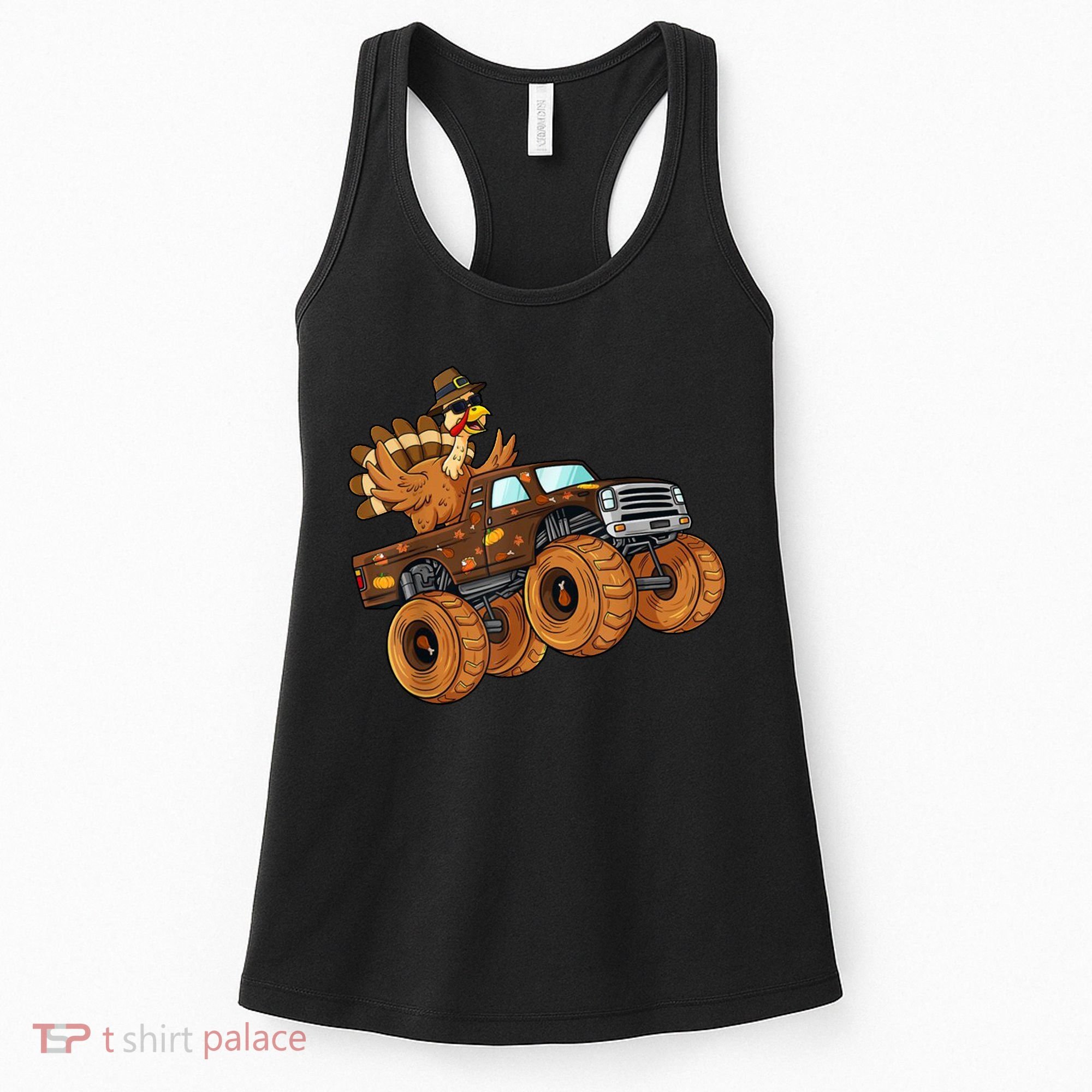 Cute Turkey Thanksgiving Monster Truck Women's Tank Top