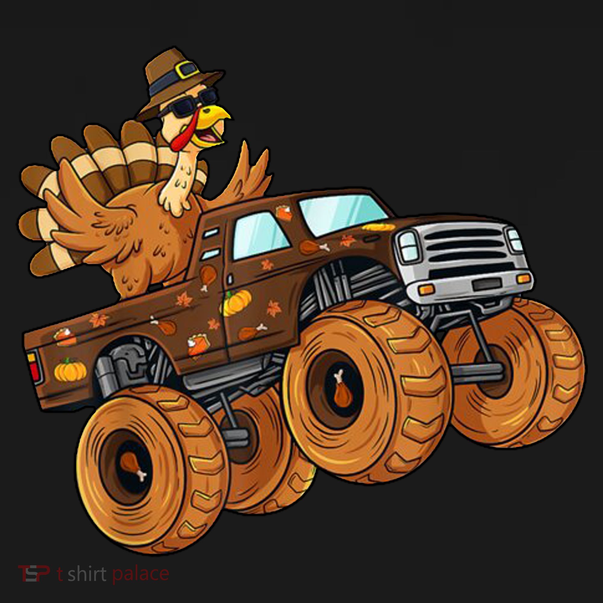 Cute Turkey Thanksgiving Monster Truck Women's Tank Top