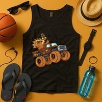 Cute Turkey Thanksgiving Monster Truck Tank Top thumb 4