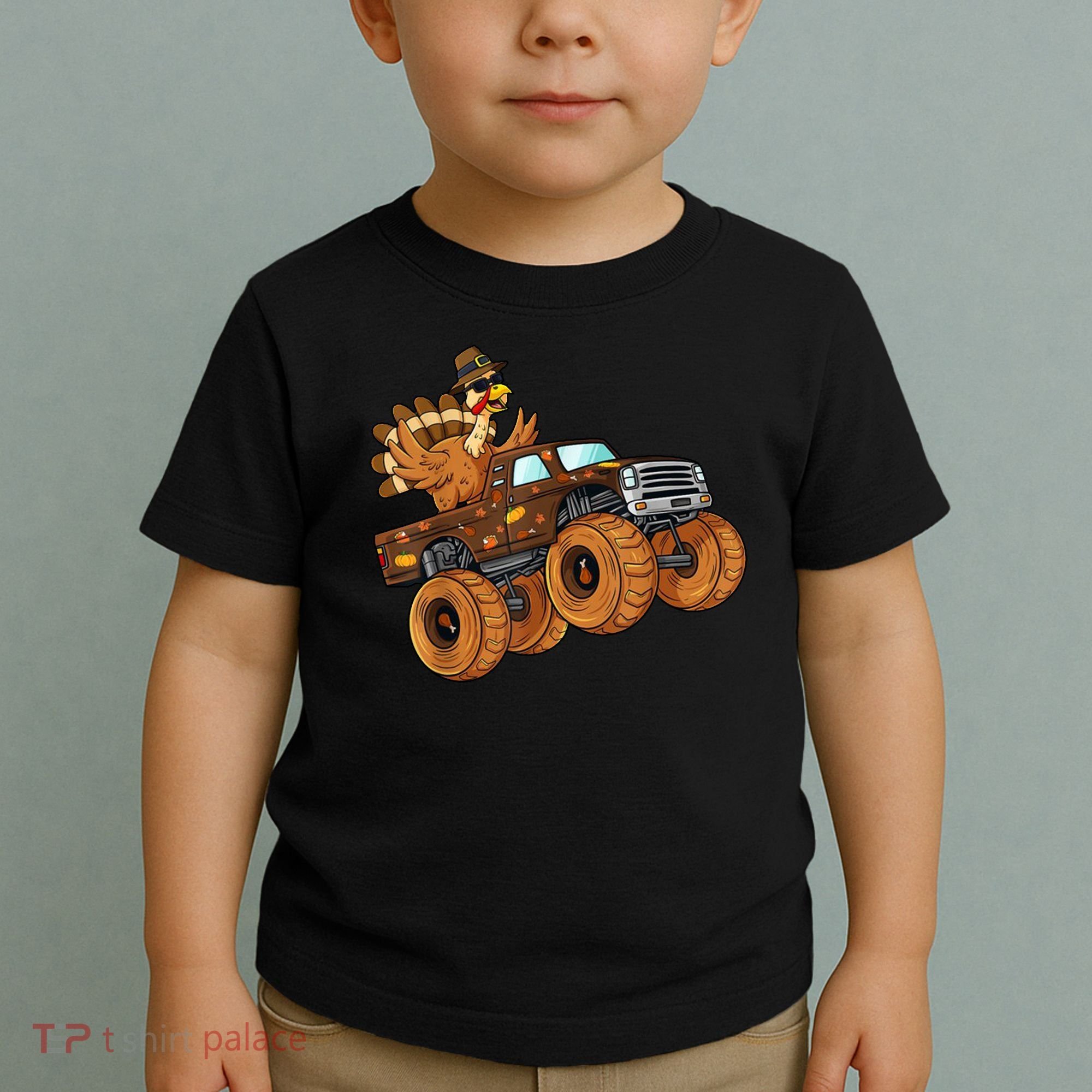 Cute Turkey Thanksgiving Monster Truck Toddler T-Shirt