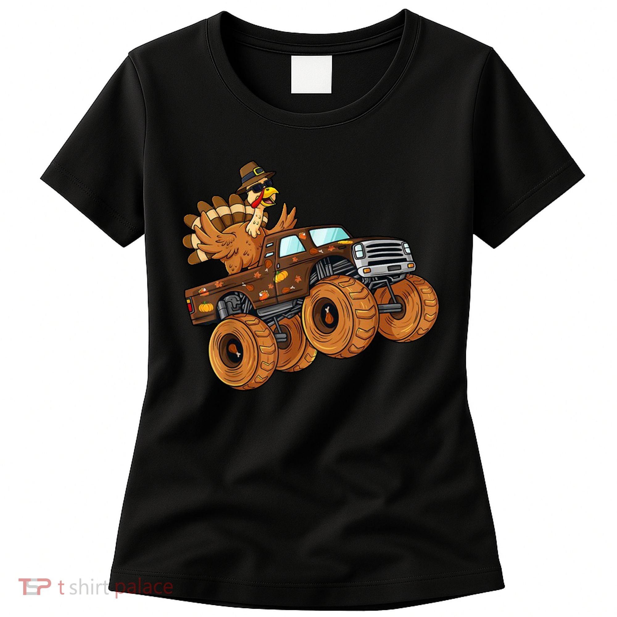 Cute Turkey Thanksgiving Monster Truck Women's T-Shirt