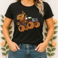 Cute Turkey Thanksgiving Monster Truck Women's T-Shirt thumb 2