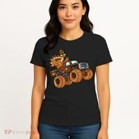 Cute Turkey Thanksgiving Monster Truck Women's T-Shirt thumb 4