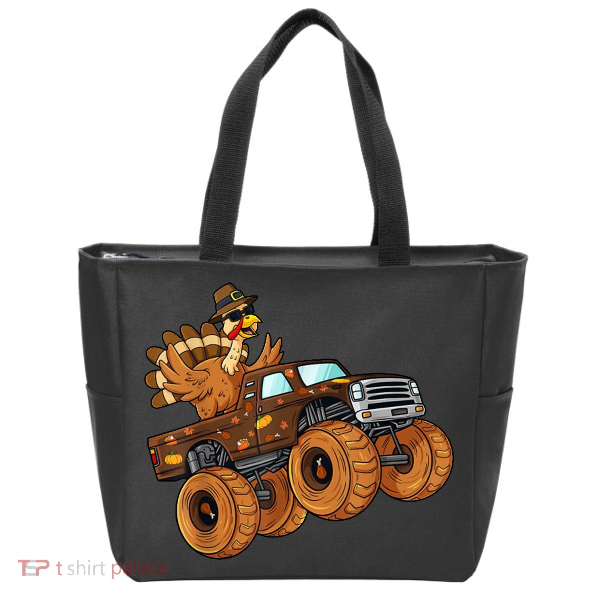 Cute Turkey Thanksgiving Monster Truck Tote Bag
