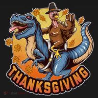 Cool Thanksgiving Turkey Riding TRex Dinosaur Coaster thumb 2