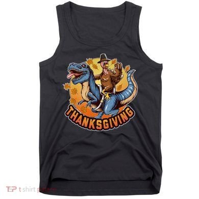 Cool Thanksgiving Turkey Riding TRex Dinosaur Tank Top