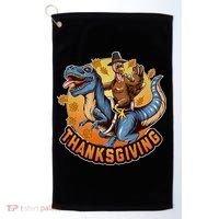 Cool Thanksgiving Turkey Riding TRex Dinosaur Golf Towel thumb 0