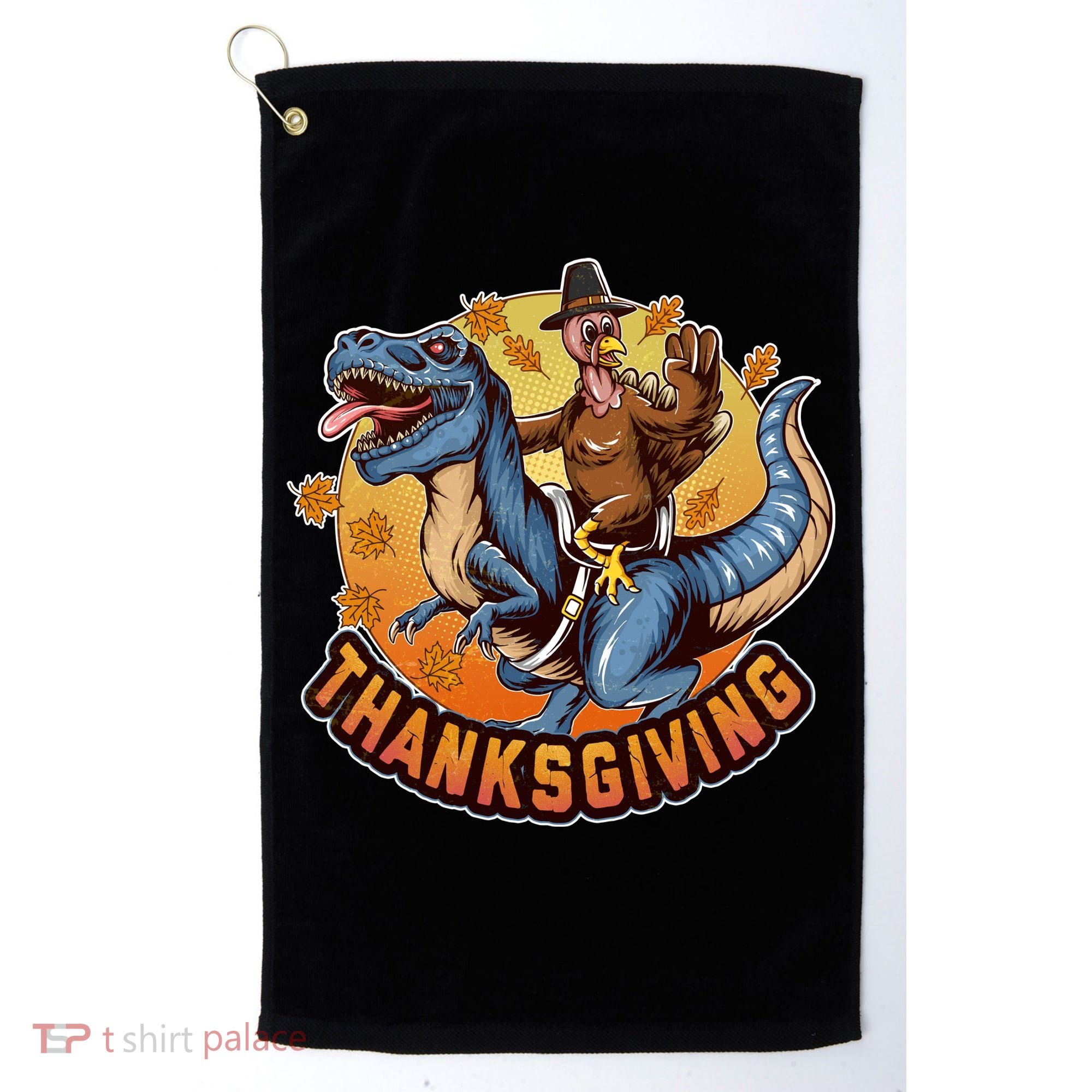 Cool Thanksgiving Turkey Riding TRex Dinosaur Golf Towel