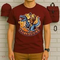 Cool Thanksgiving Turkey Riding TRex Dinosaur T-Shirt thumb 6