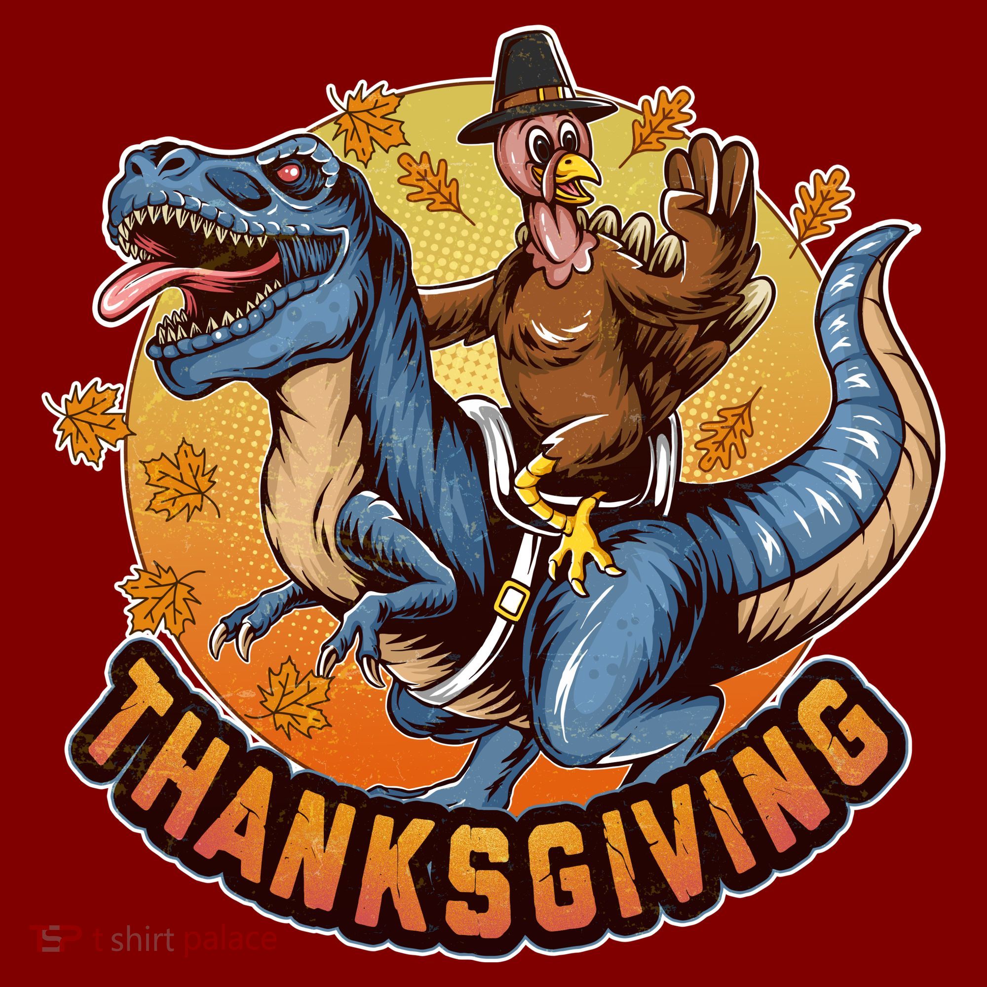 Cool Thanksgiving Turkey Riding TRex Dinosaur Mousepad