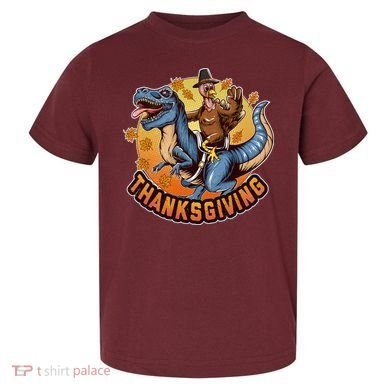 Cool Thanksgiving Turkey Riding TRex Dinosaur Toddler T-Shirt