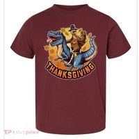 Cool Thanksgiving Turkey Riding TRex Dinosaur Toddler T-Shirt thumb 0