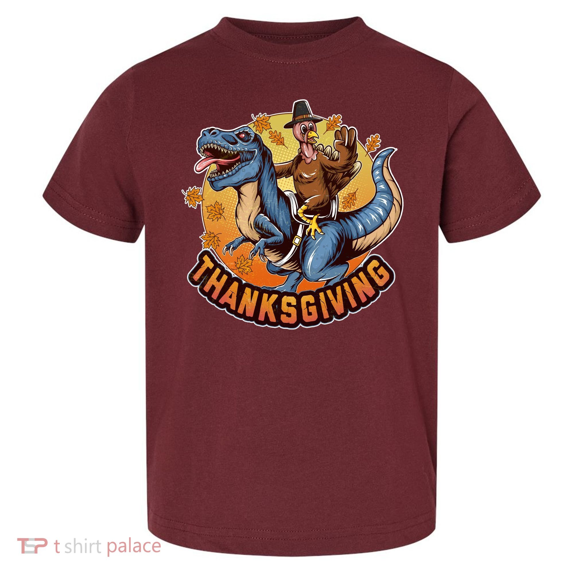 Cool Thanksgiving Turkey Riding TRex Dinosaur Toddler T-Shirt