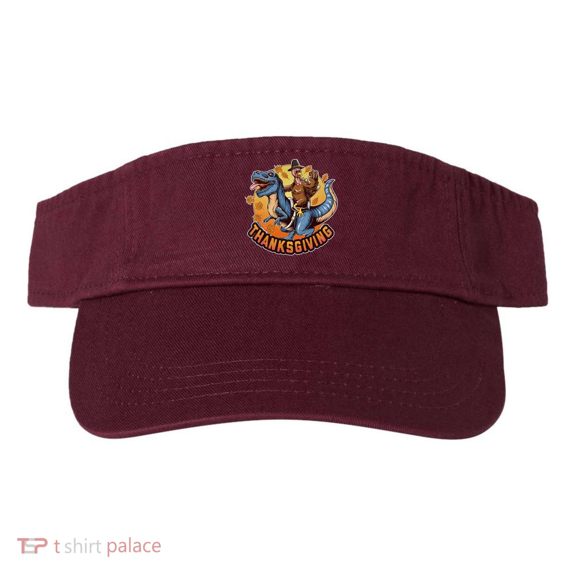 Cool Thanksgiving Turkey Riding TRex Dinosaur Visor