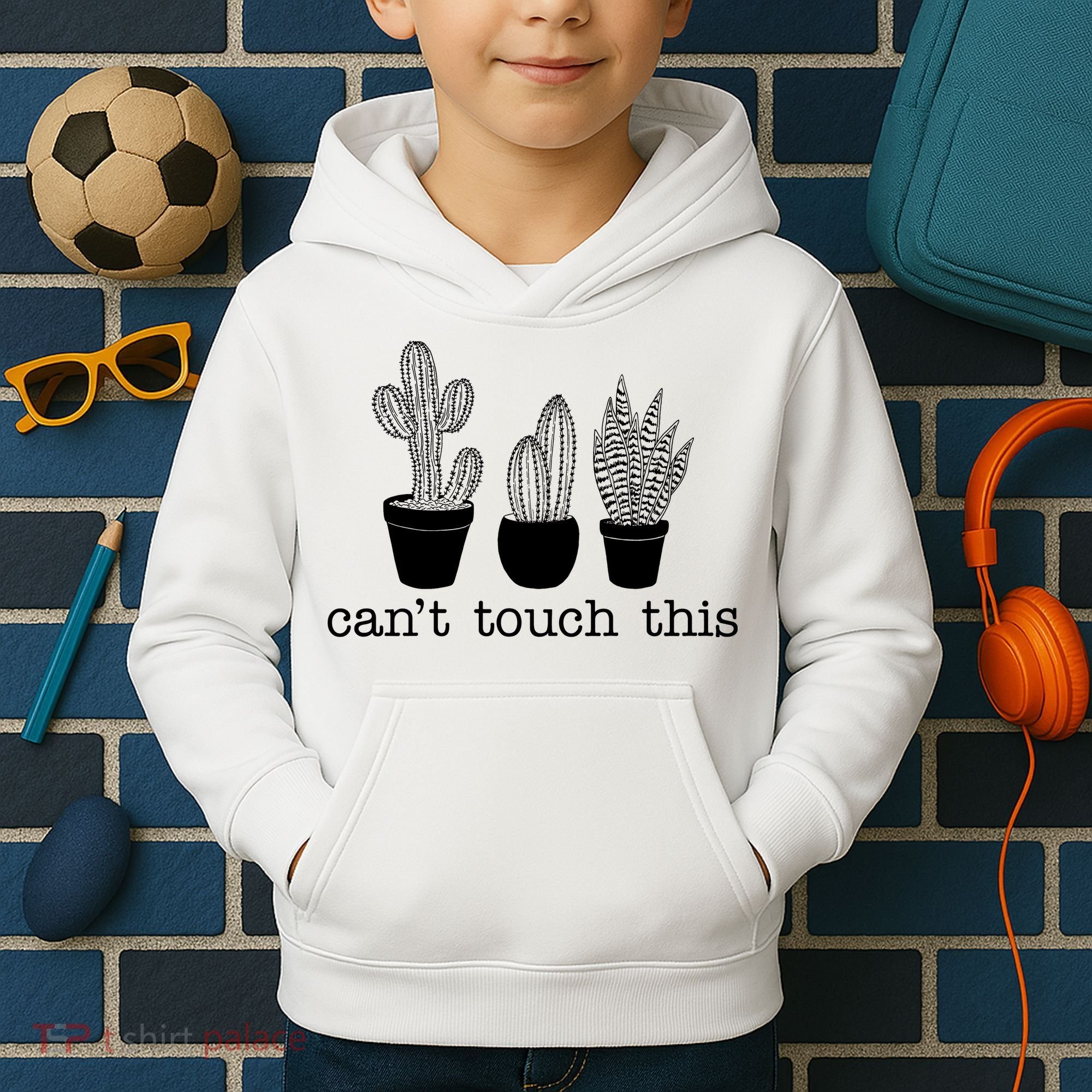 Can't Touch This Funny Cactus Kids Hoodie