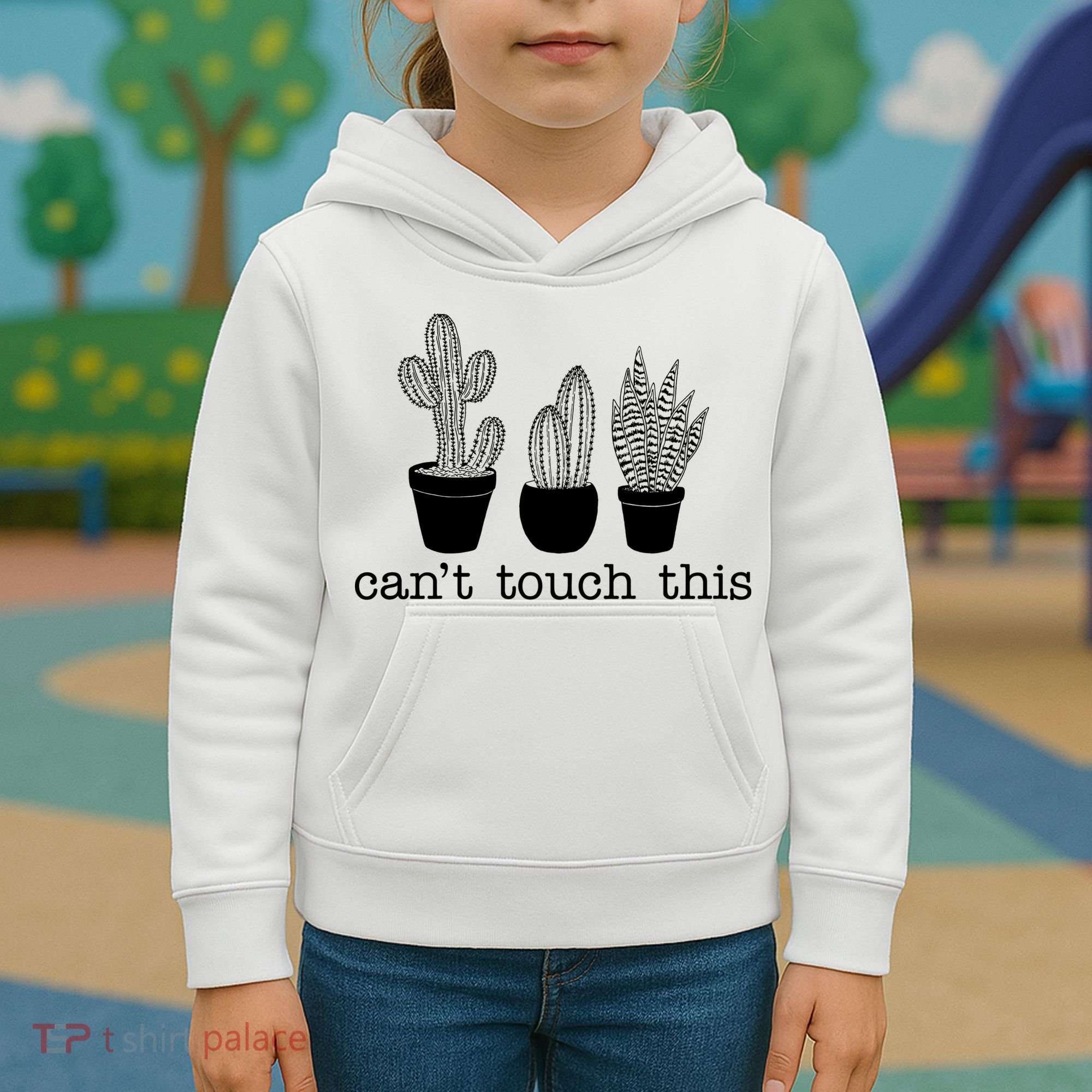 Can't Touch This Funny Cactus Kids Hoodie