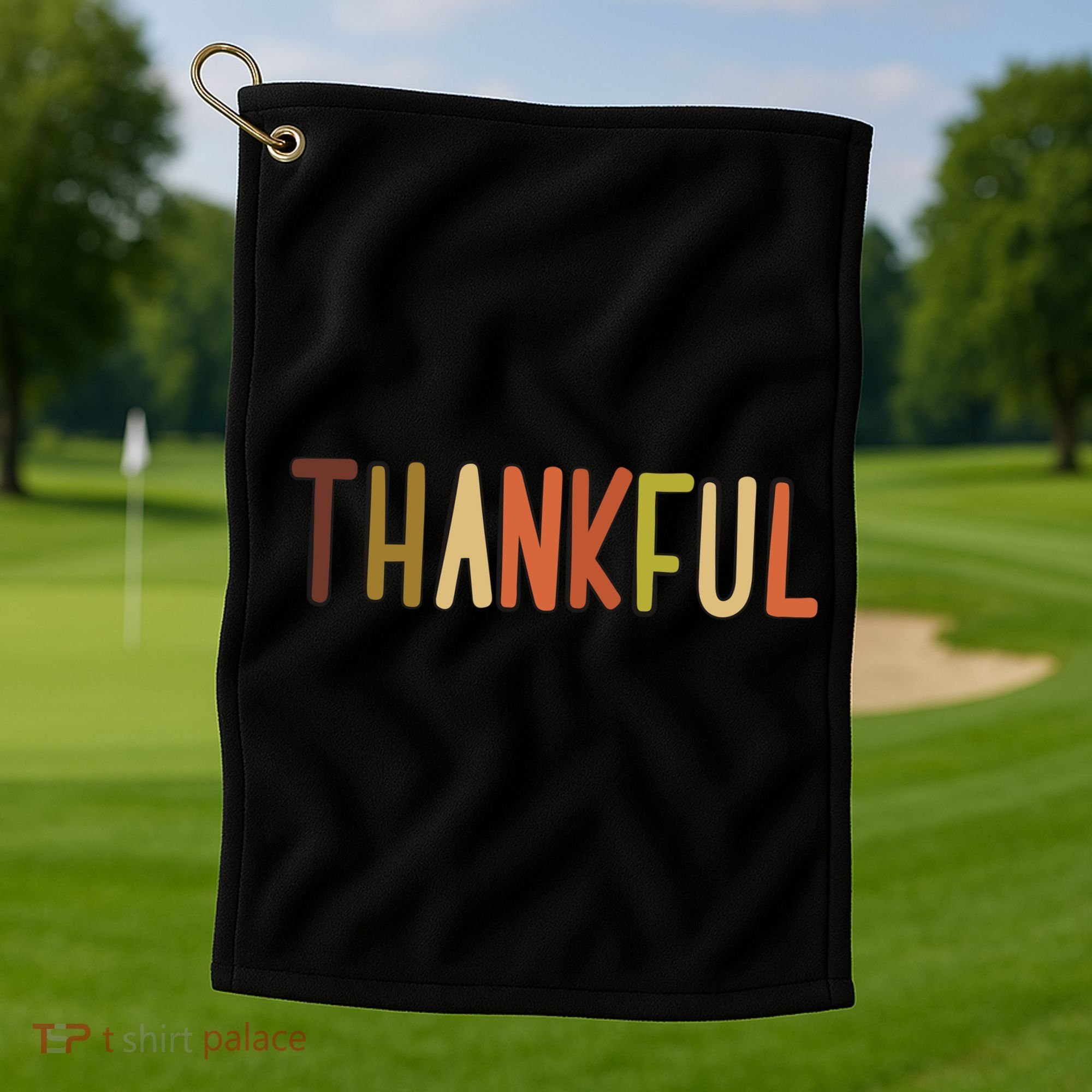 Cute Thankful Thanksgiving Golf Towel