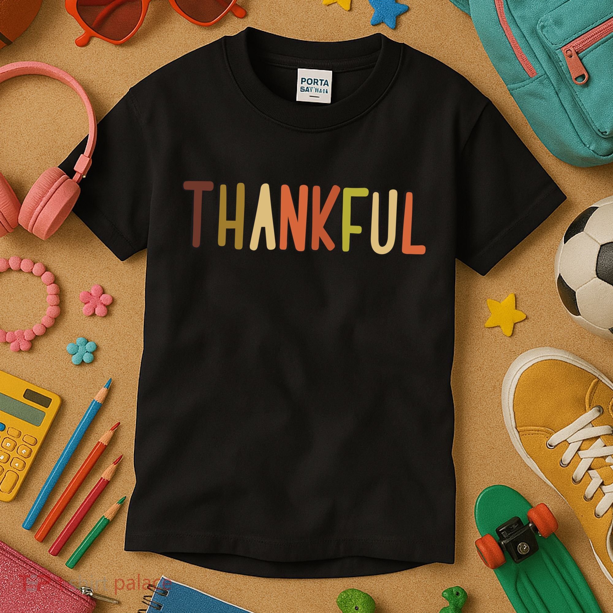 Cute Thankful Thanksgiving Kids T-Shirt