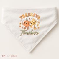 Cute Thanksgiving Thankful Teacher USA-Made Doggie Bandana thumb 0