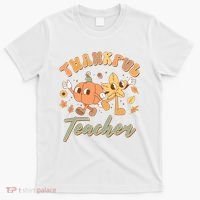 Cute Thanksgiving Thankful Teacher T-Shirt thumb 0