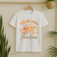 Cute Thanksgiving Thankful Teacher T-Shirt thumb 2
