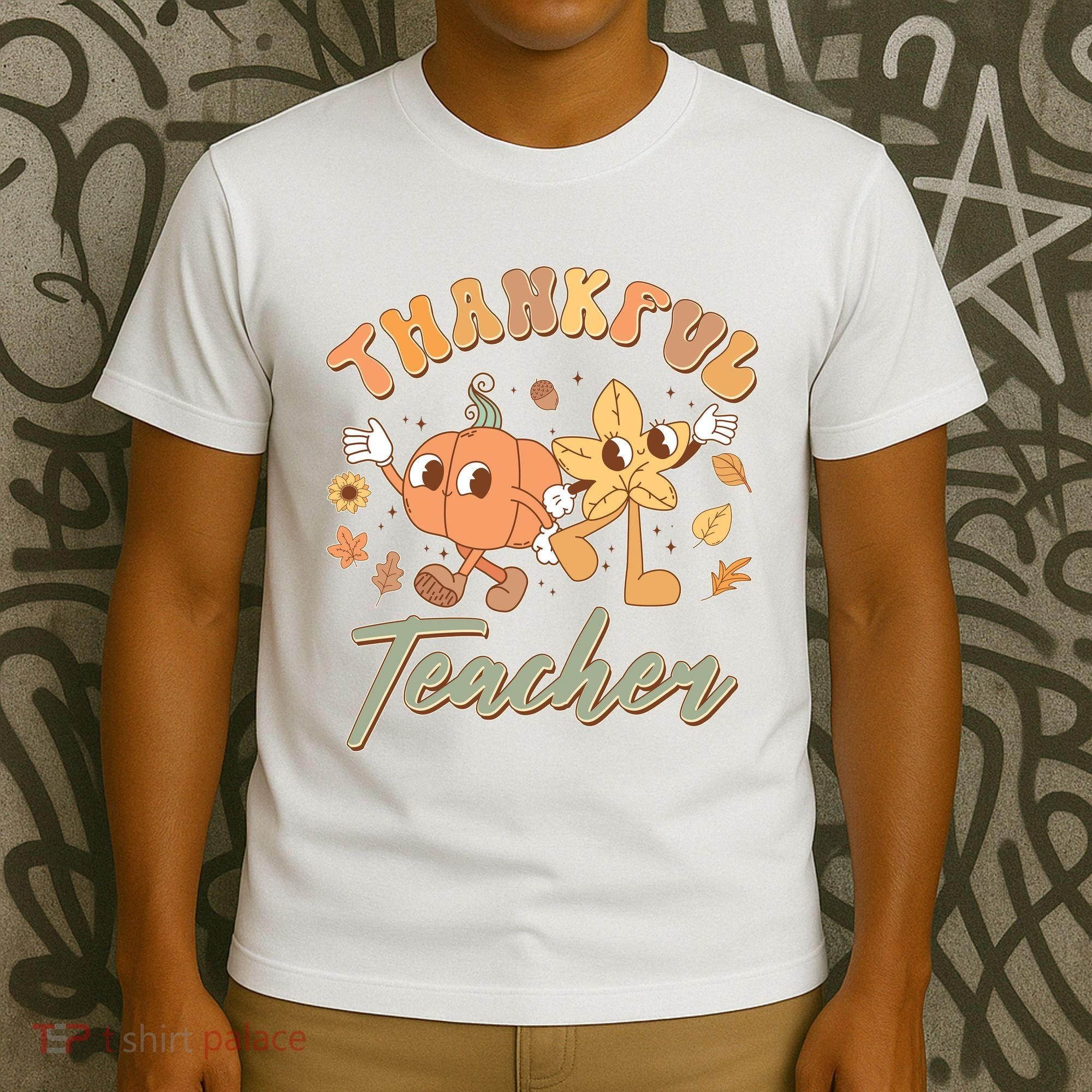 Cute Thanksgiving Thankful Teacher T-Shirt