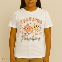 Cute Thanksgiving Thankful Teacher T-Shirt thumb 4