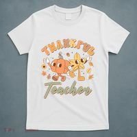 Cute Thanksgiving Thankful Teacher T-Shirt thumb 5