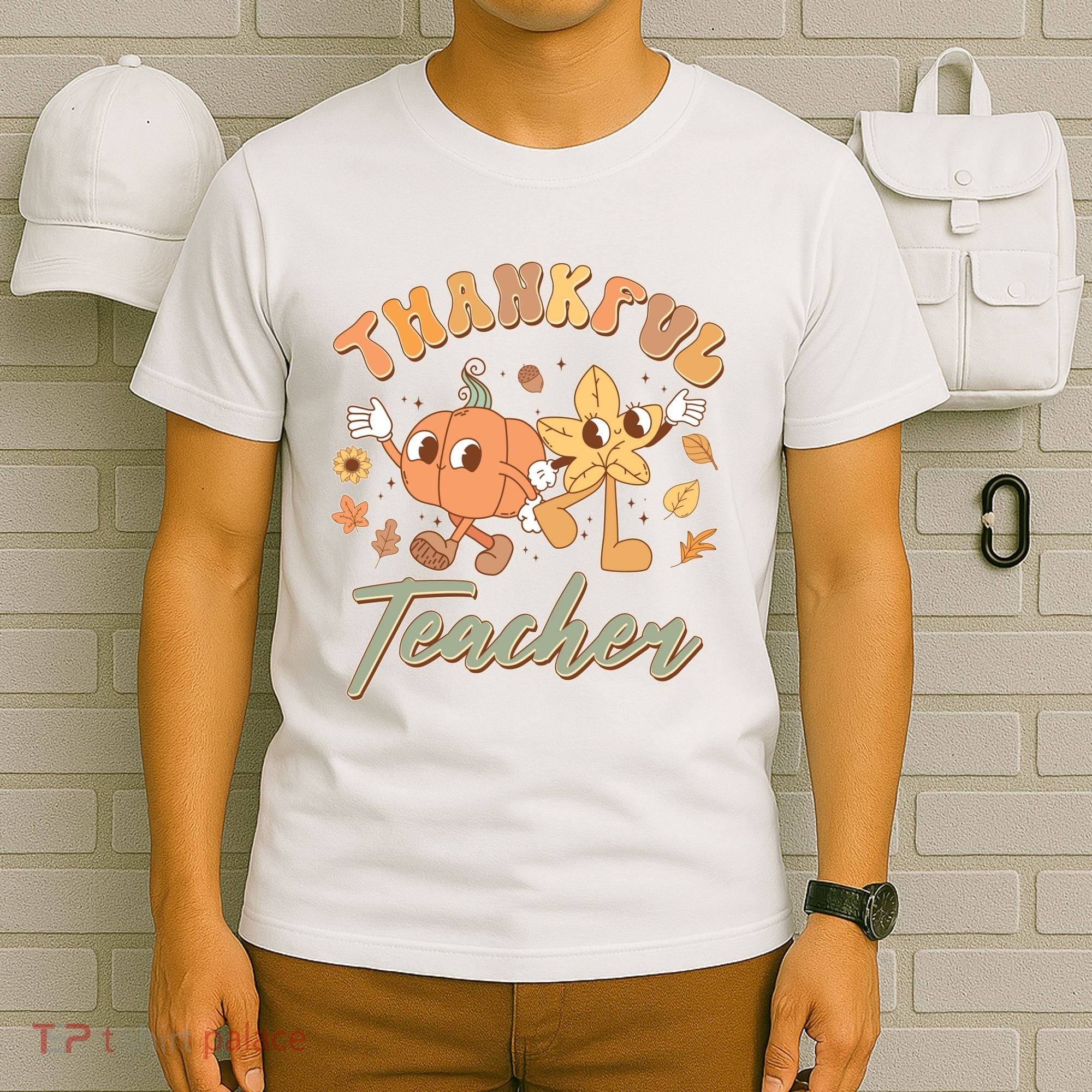 Cute Thanksgiving Thankful Teacher T-Shirt