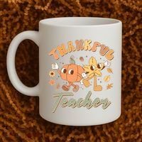 Cute Thanksgiving Thankful Teacher Coffee Mug thumb 2