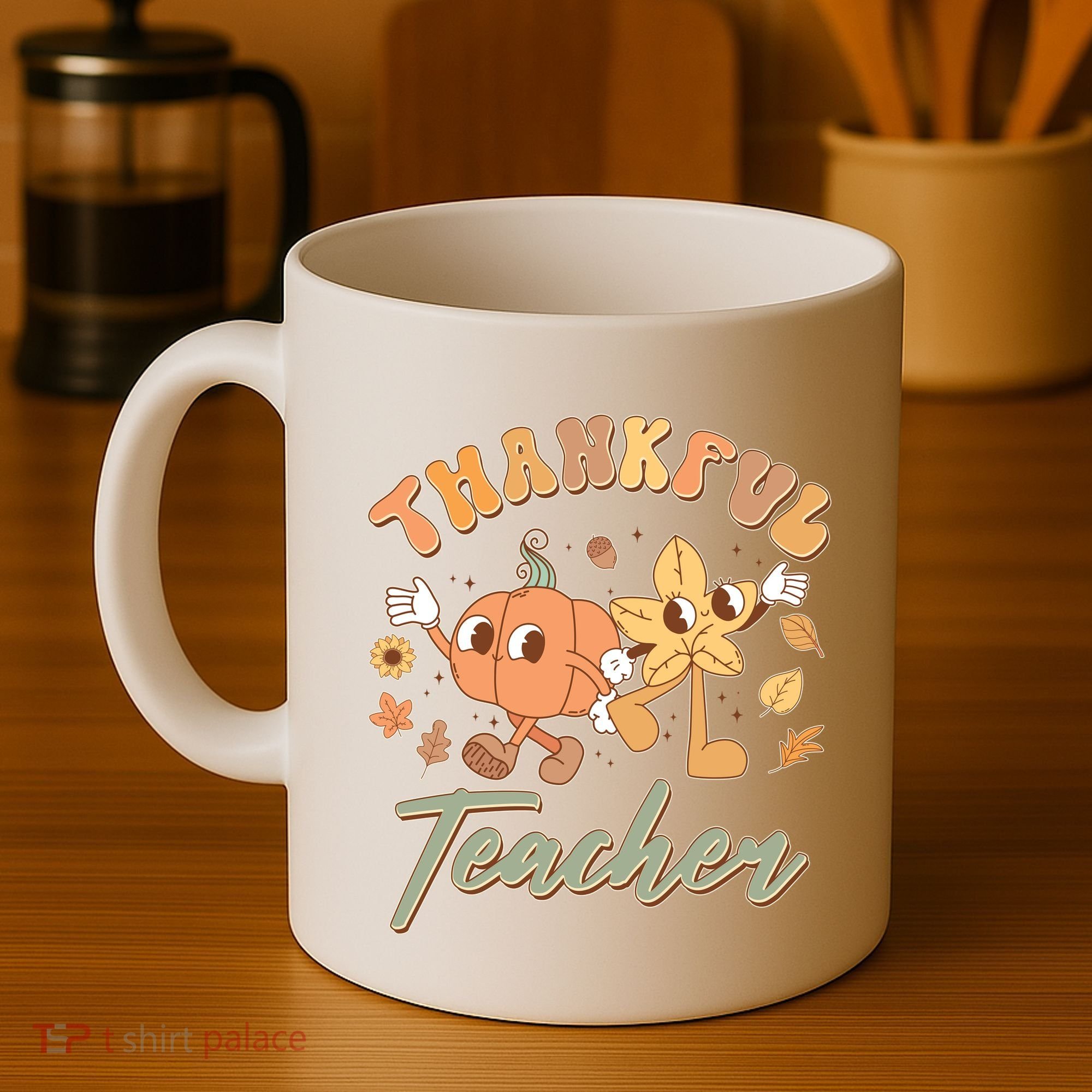 Cute Thanksgiving Thankful Teacher Coffee Mug