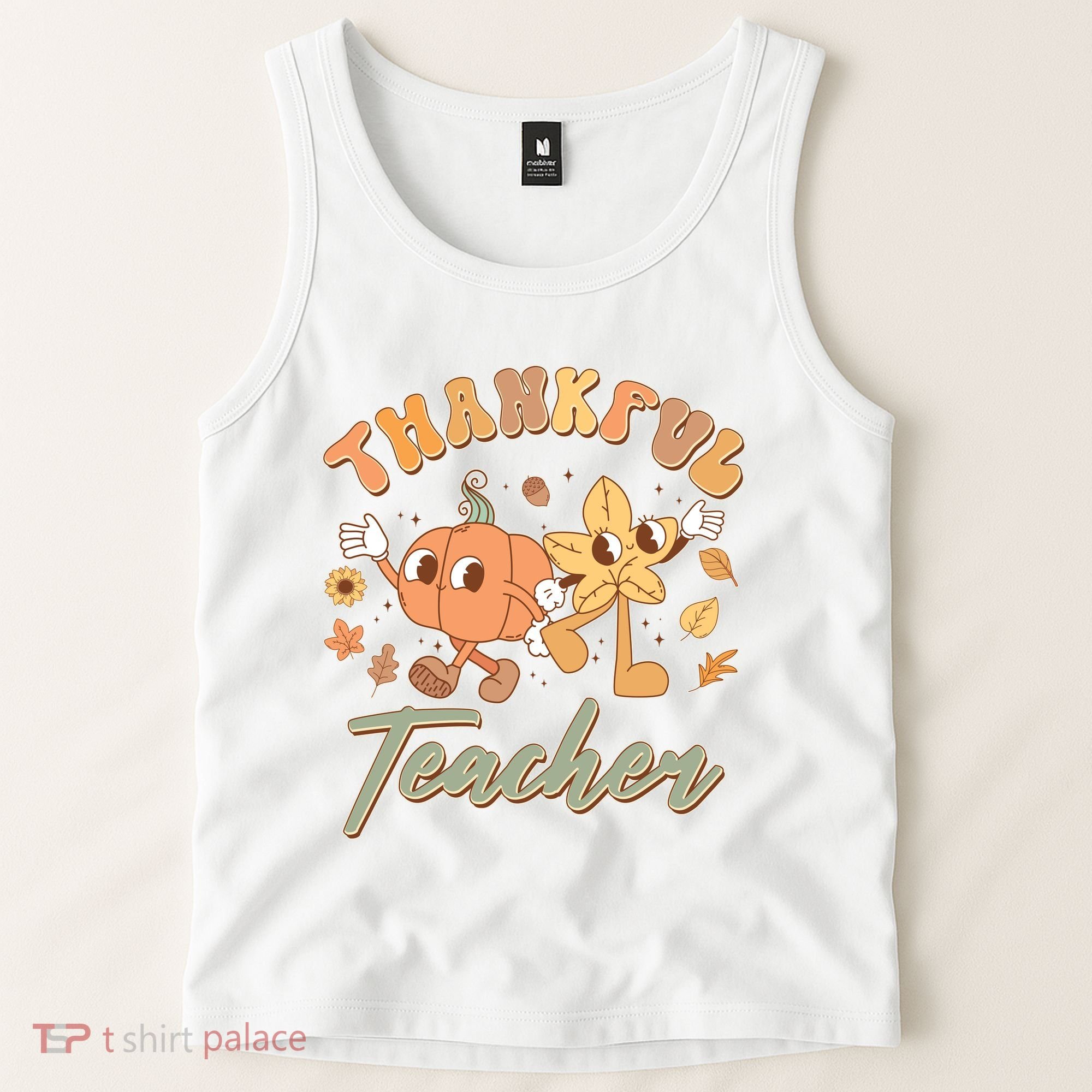 Cute Thanksgiving Thankful Teacher Tank Top