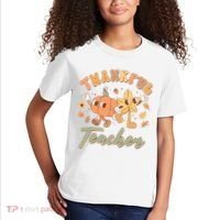 Cute Thanksgiving Thankful Teacher Kids T-Shirt thumb 2
