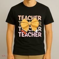 Coquette Teacher Teacher Pencil Coquette Bow T-Shirt thumb 3