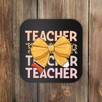 Coquette Teacher Teacher Pencil Coquette Bow Coaster thumb 0