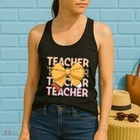 Coquette Teacher Teacher Pencil Coquette Bow Women's Tank Top thumb 2
