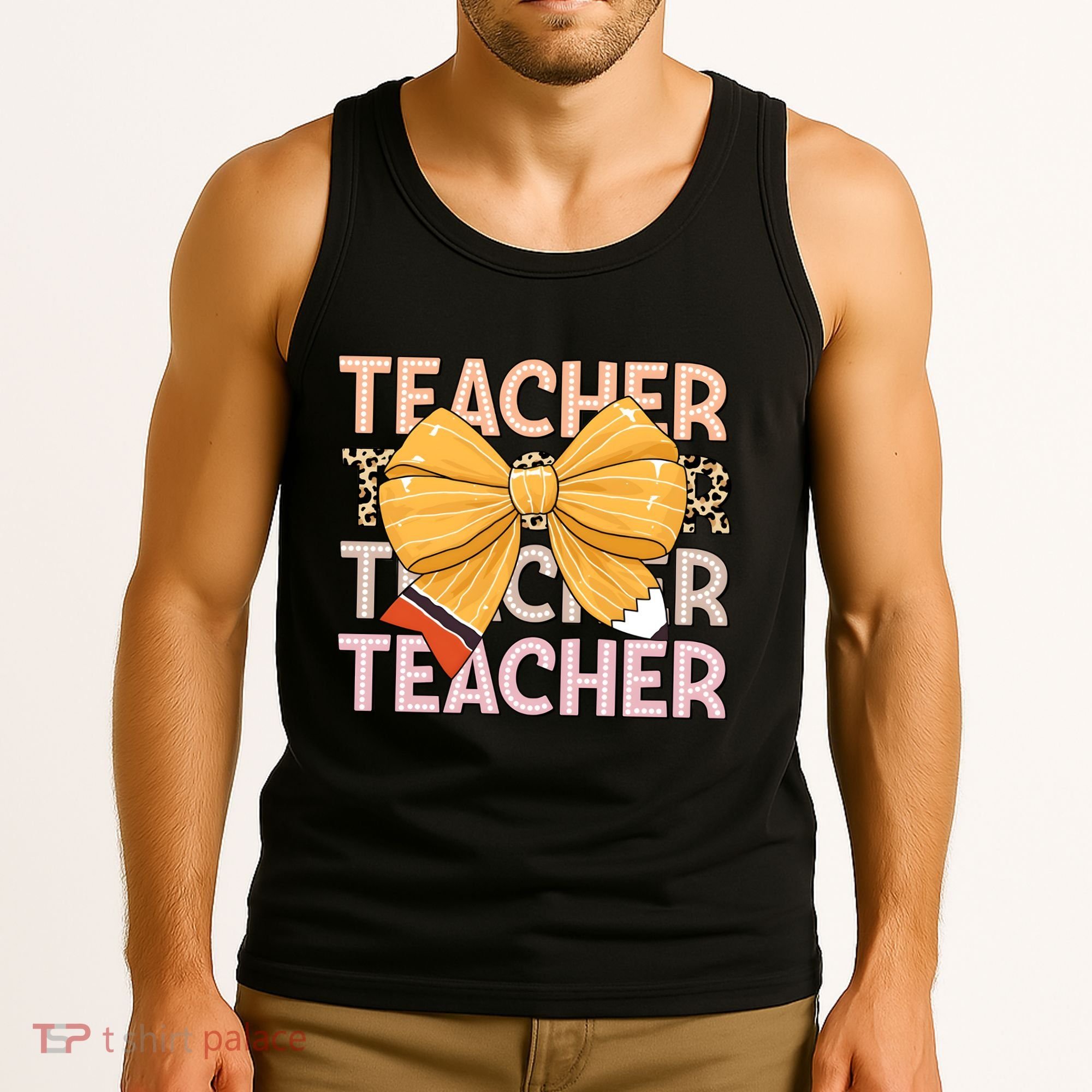 Coquette Teacher Teacher Pencil Coquette Bow Tank Top