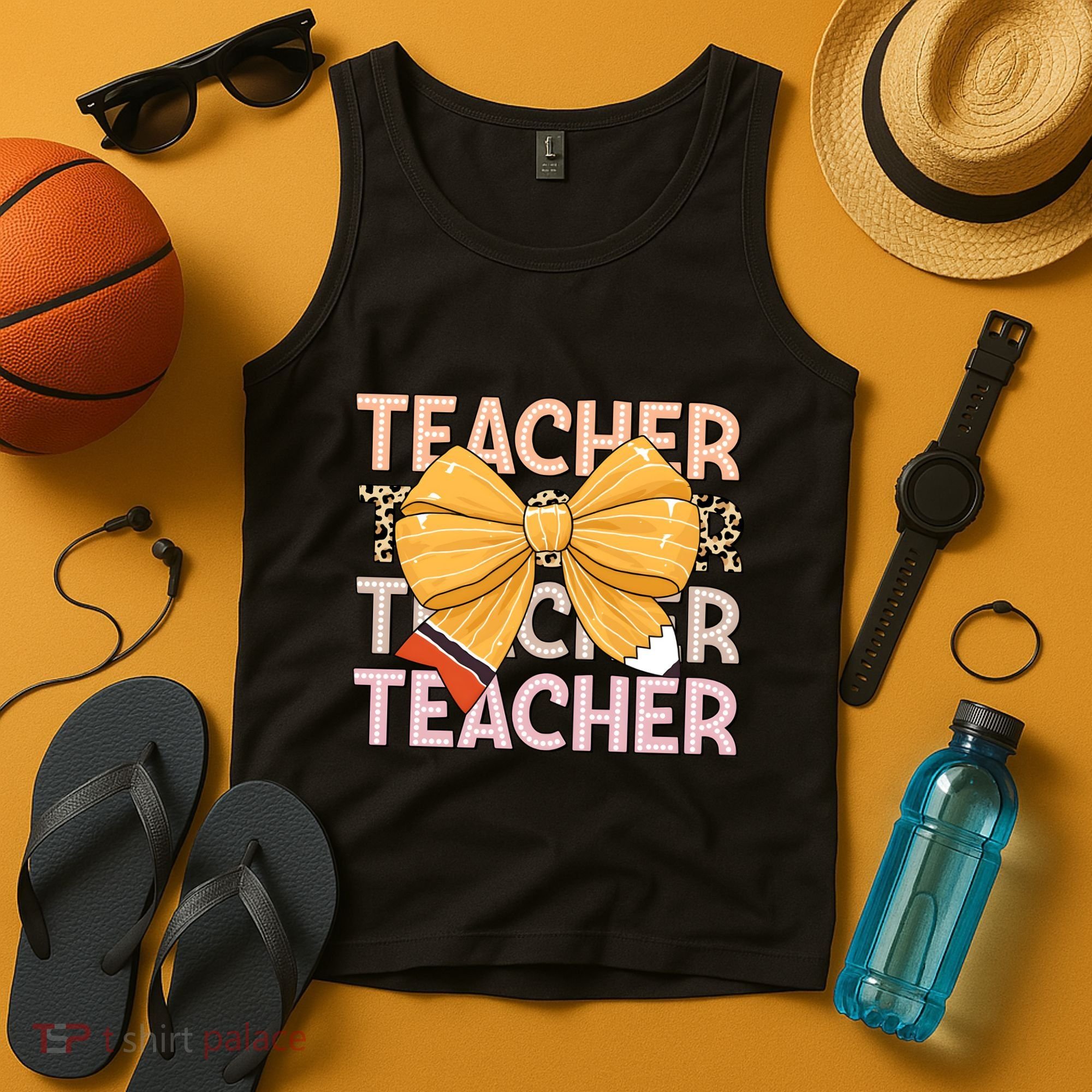 Coquette Teacher Teacher Pencil Coquette Bow Tank Top