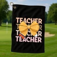 Coquette Teacher Teacher Pencil Coquette Bow Golf Towel thumb 1