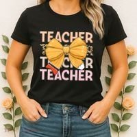Coquette Teacher Teacher Pencil Coquette Bow Women's T-Shirt thumb 2