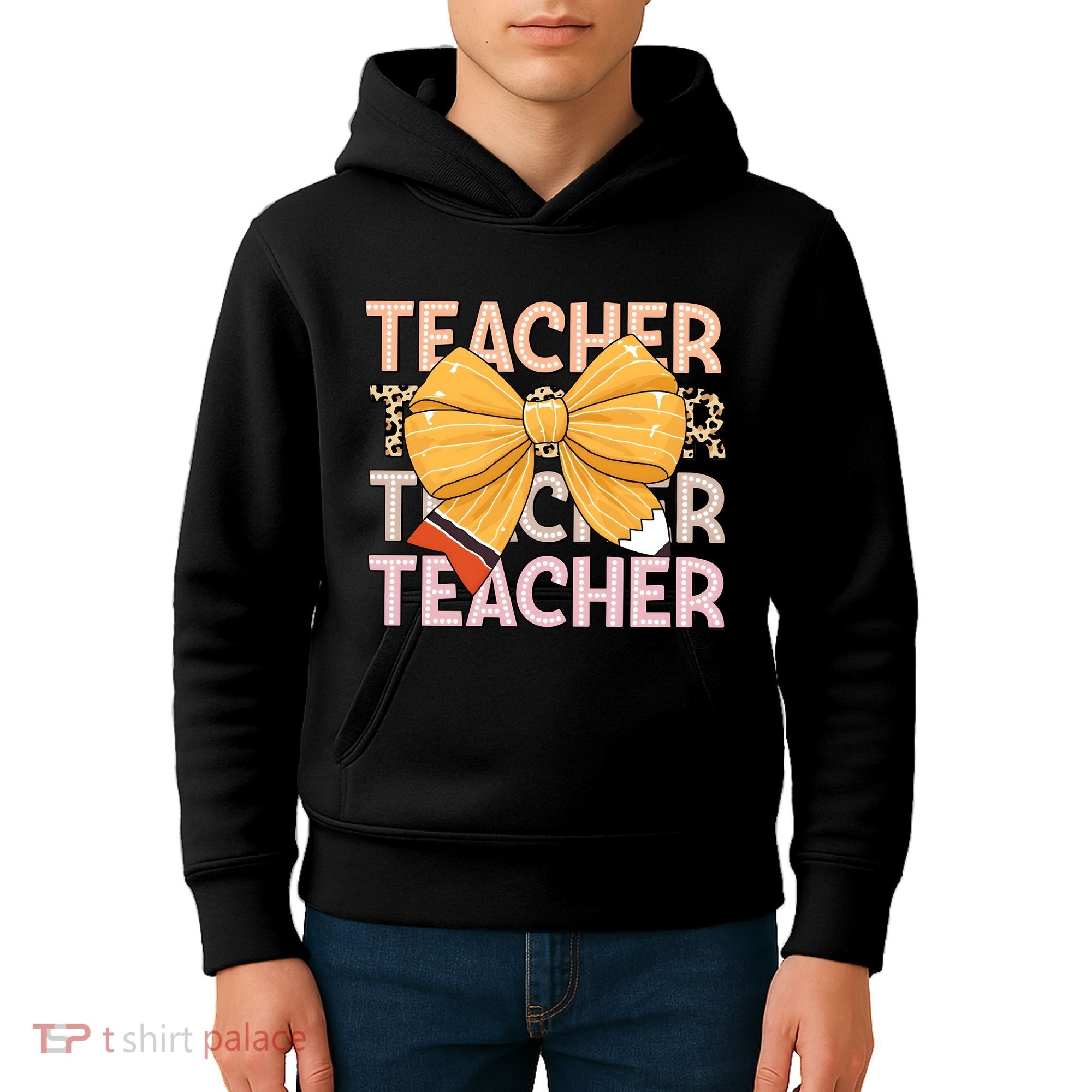 Coquette Teacher Teacher Pencil Coquette Bow Kids Hoodie