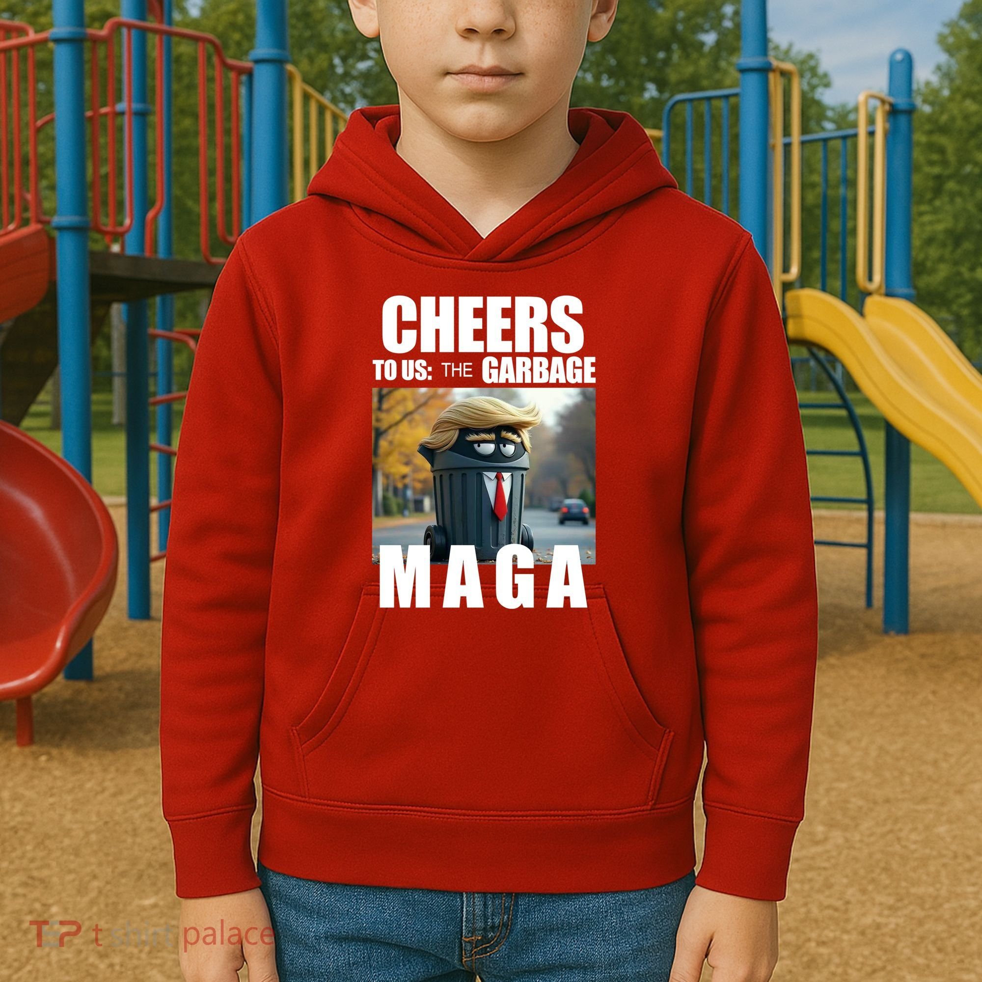 Cheers To The Us Garbage Maga Donald Trump Kids Hoodie