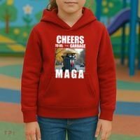Cheers To The Us Garbage Maga Donald Trump Kids Hoodie thumb 3
