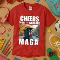 Cheers To The Us Garbage Maga Donald Trump Kids T-Shirt thumb 3